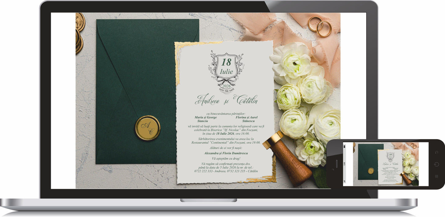 Invitatie NUNTA Digitala - cod 9193 - MirajulNuntii.ro
