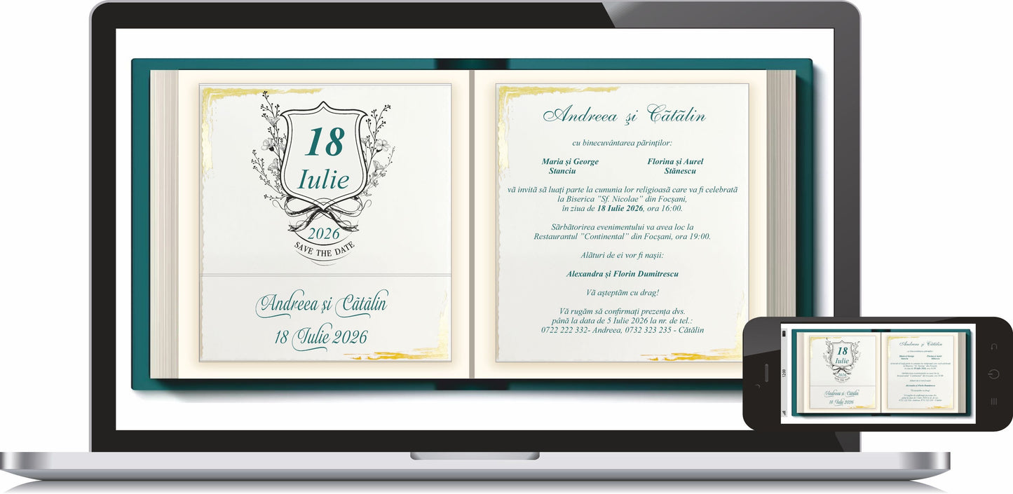 Invitatie NUNTA Digitala - cod 9193 - Miraj - MirajulNuntii.ro