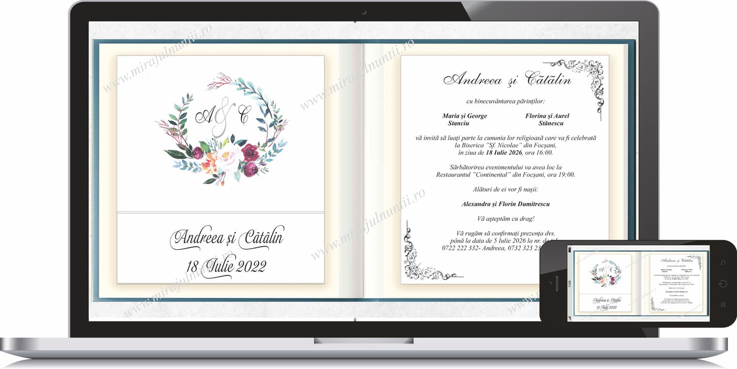 Invitatie NUNTA Digitala - cod 970 - MirajulNuntii.ro