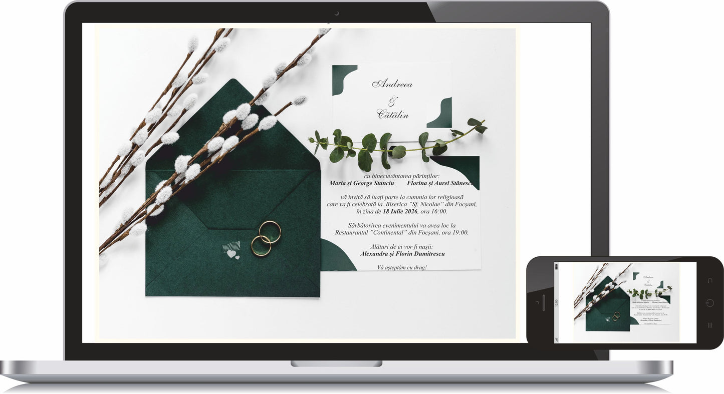 Invitatie NUNTA Digitala - cod 5038 - MirajulNuntii.ro