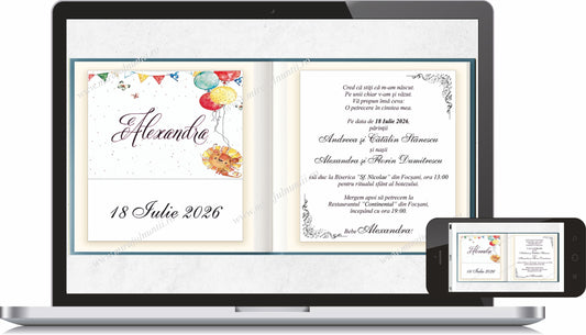Invitatie BOTEZ Digitala - cod 3456 - MirajulNuntii.ro