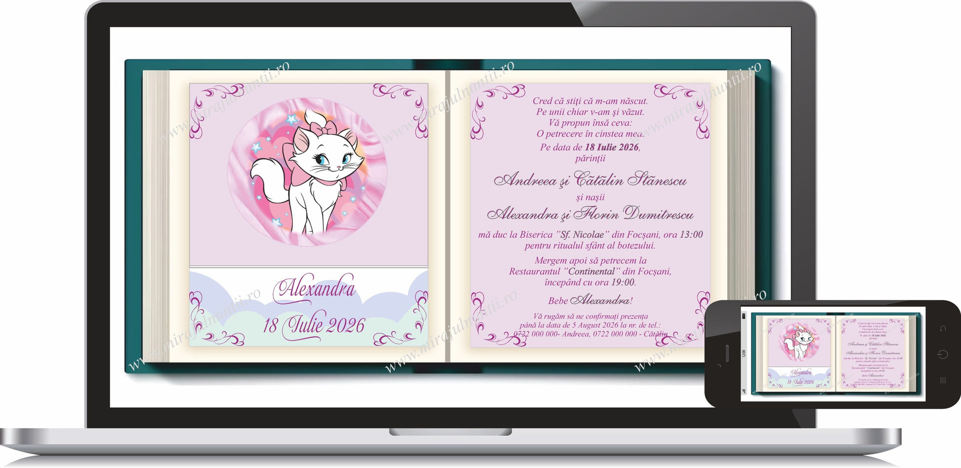 Invitatie BOTEZ Digitala - cod 5726 - MirajulNuntii.ro