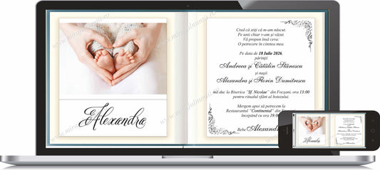 Invitatie BOTEZ Digitala - cod 6034 - MirajulNuntii.ro