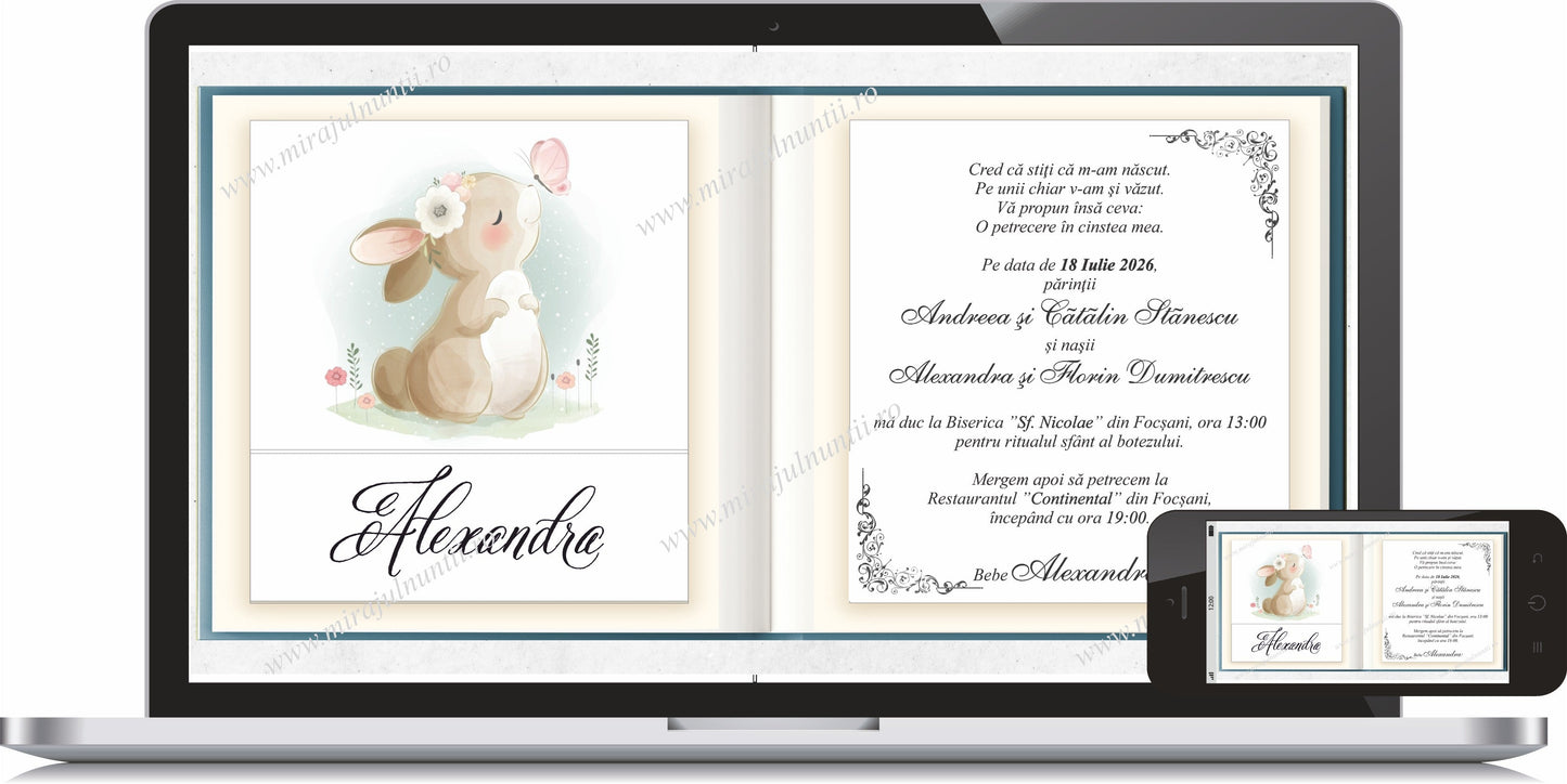 Invitatie BOTEZ Digitala - cod 6036 - MirajulNuntii.ro