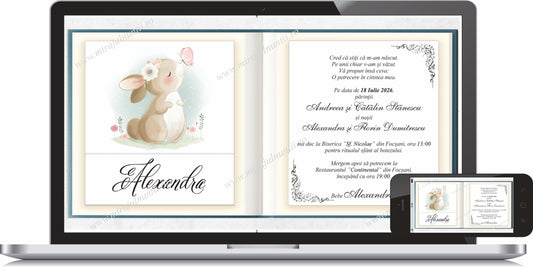 Invitatie BOTEZ Digitala - cod 6036 - MirajulNuntii.ro