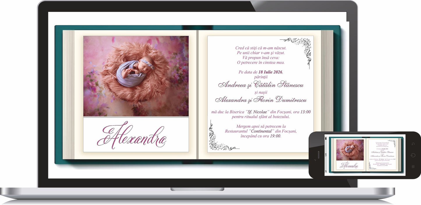 Invitatie BOTEZ Digitala - cod 6035 - MirajulNuntii.ro