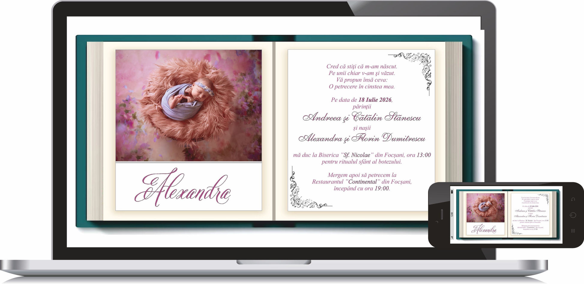 Invitatie BOTEZ Digitala - cod 6035 - MirajulNuntii.ro