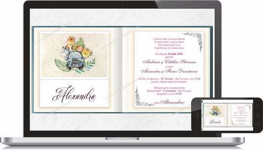 Invitatie BOTEZ Digitala - cod 7600 - MirajulNuntii.ro