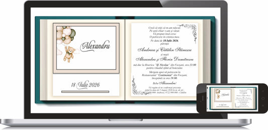Invitatie BOTEZ Digitala - cod 9002 - MirajulNuntii.ro