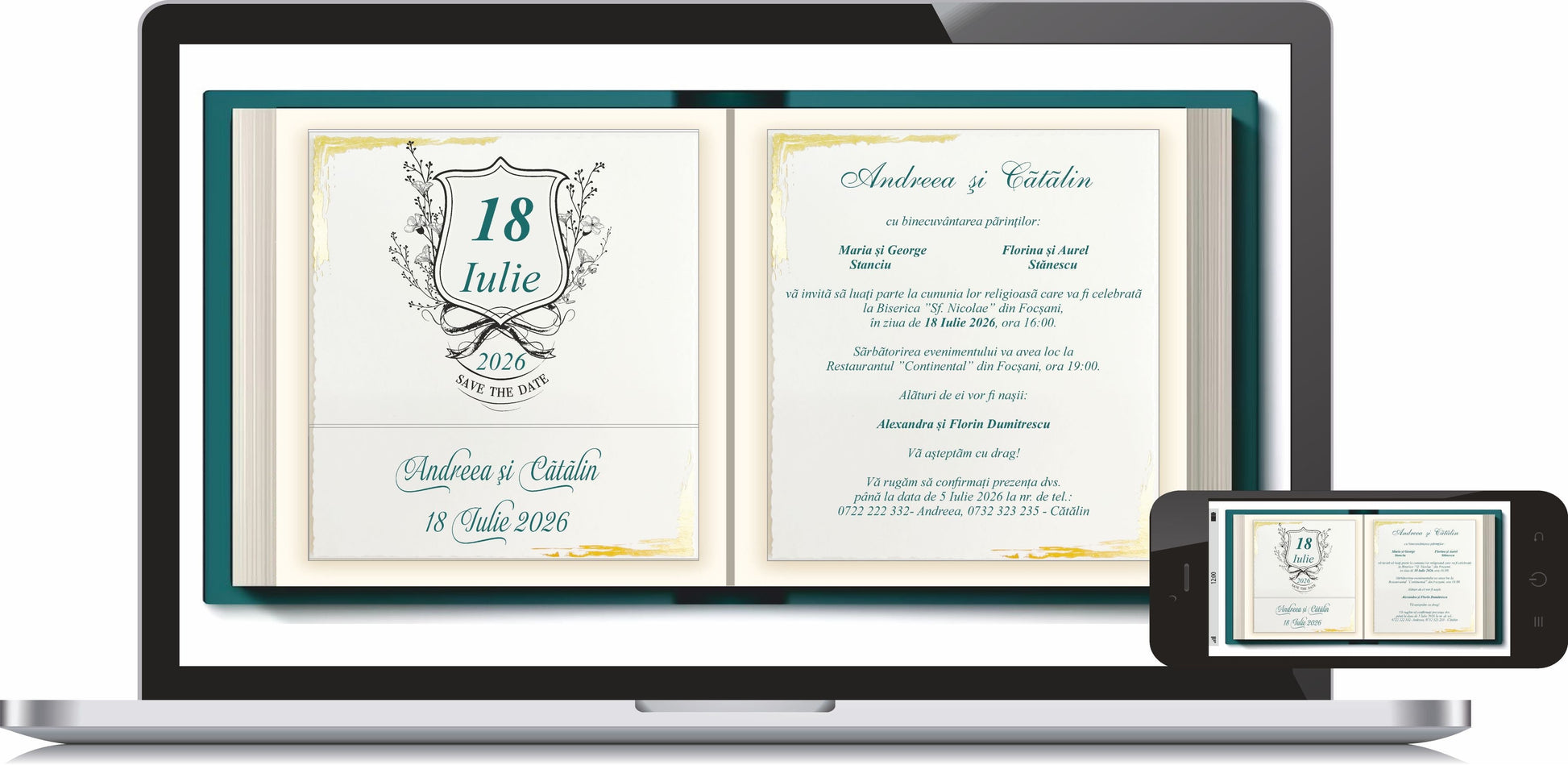 Invitatie NUNTA Digitala - cod 9193 - Miraj - MirajulNuntii.ro
