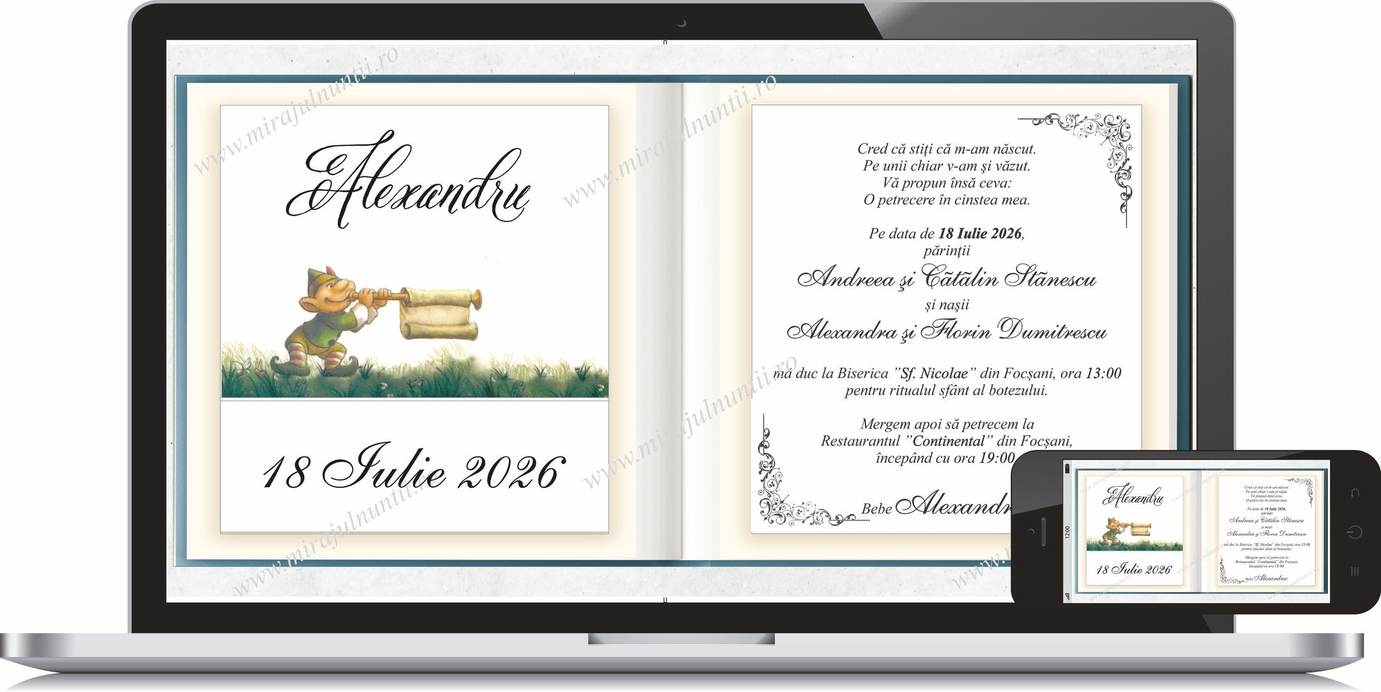 Invitatie BOTEZ Digitala - cod 7110 - MirajulNuntii.ro
