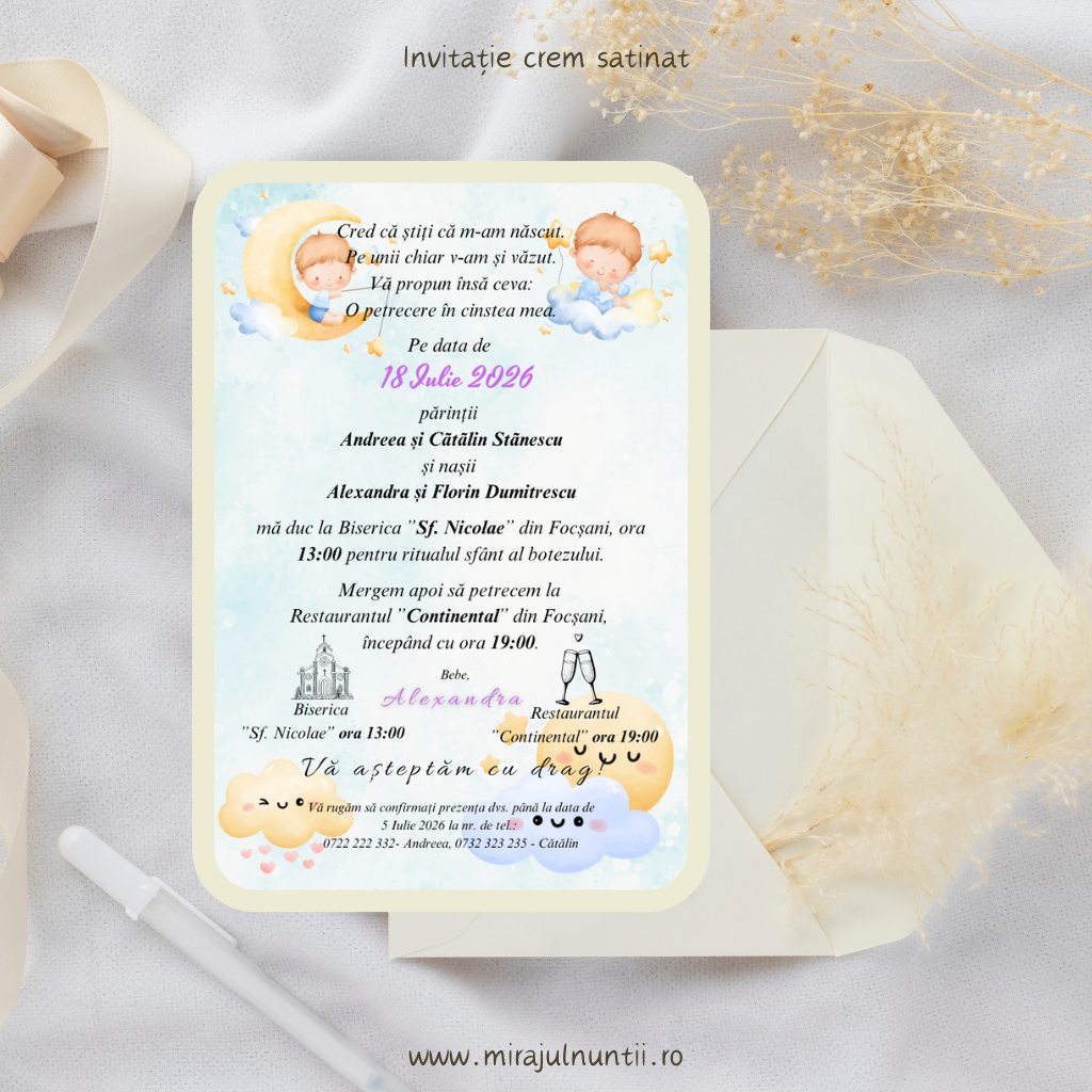 Invitatie de botez cod Magnific B.8 - MirajulNuntii.ro