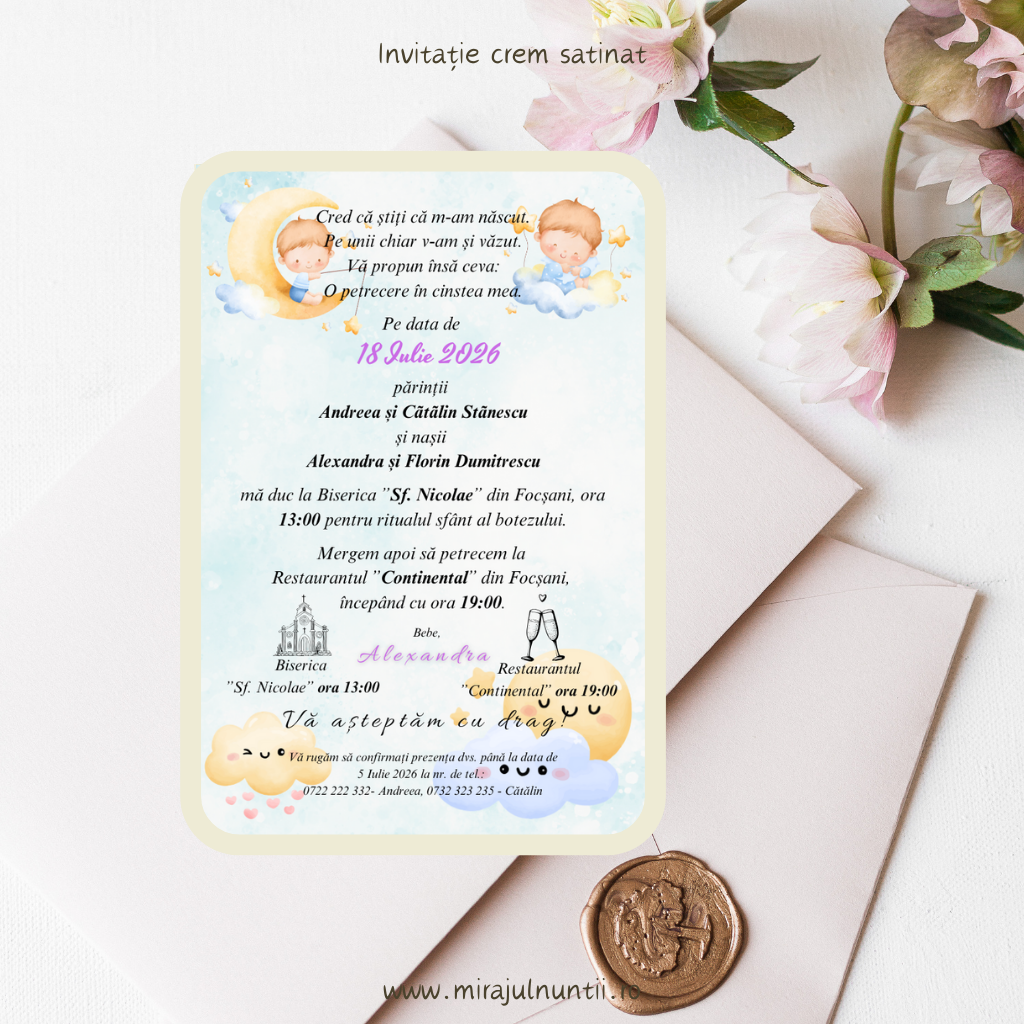 Invitatie de botez cod Magnific B.8 - MirajulNuntii.ro